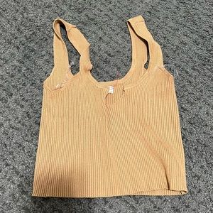 Tan spaghetti crop top